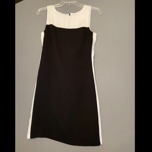 Chic Black w/ White Accents Color Block Dress